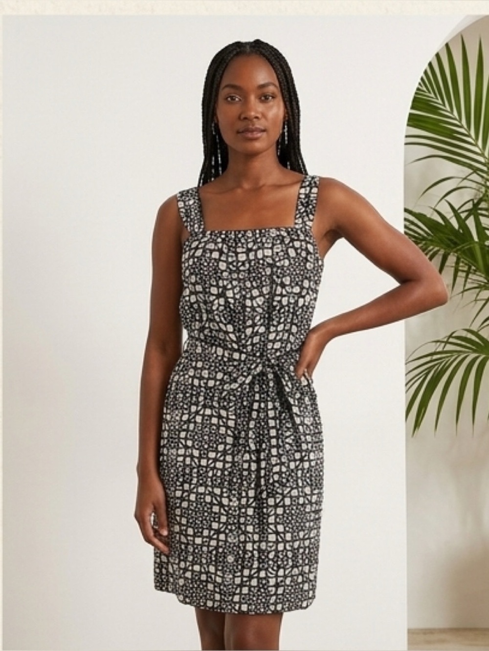 WHBM SILK Geometric Print Metallic Dress Size 2